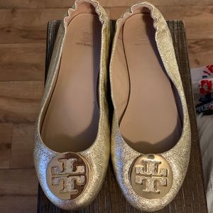 Tory Burch gold flats